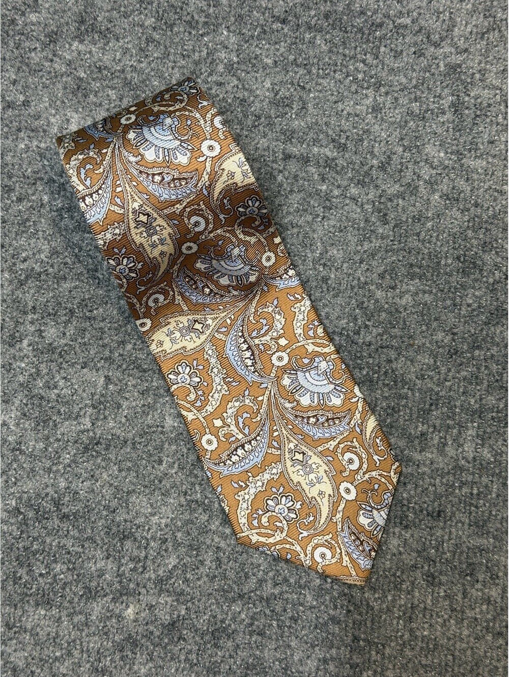 Vintage Brooks Brothers Makers Silk Paisley Tie USA Brown Blue